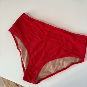 Old Navy High Waist Ribbed Red Bikini Bottoms